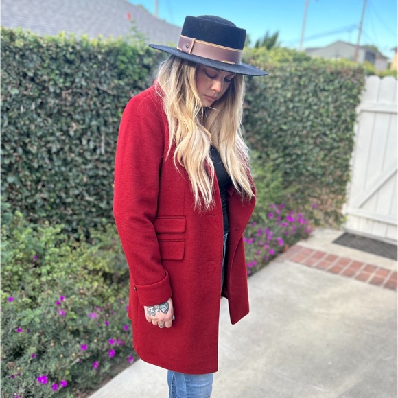 Ralph Lauren Red blended wool peacoat. Size 12.